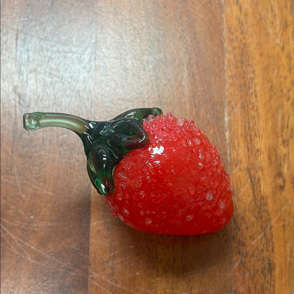 Handcrafted Red Glass Strawberry Figurine - Picture 2 of 7